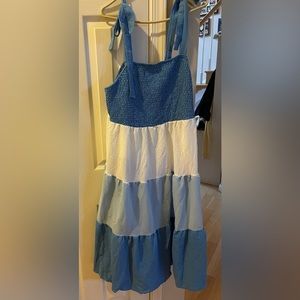 Shein blue and white dress plus size 3XL